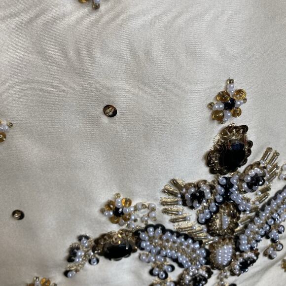 Tibi Women's Cream Beaded Sequins Silk Tunic Blouse Size‎ 6 Regal Maximalist - Picture 15 of 15